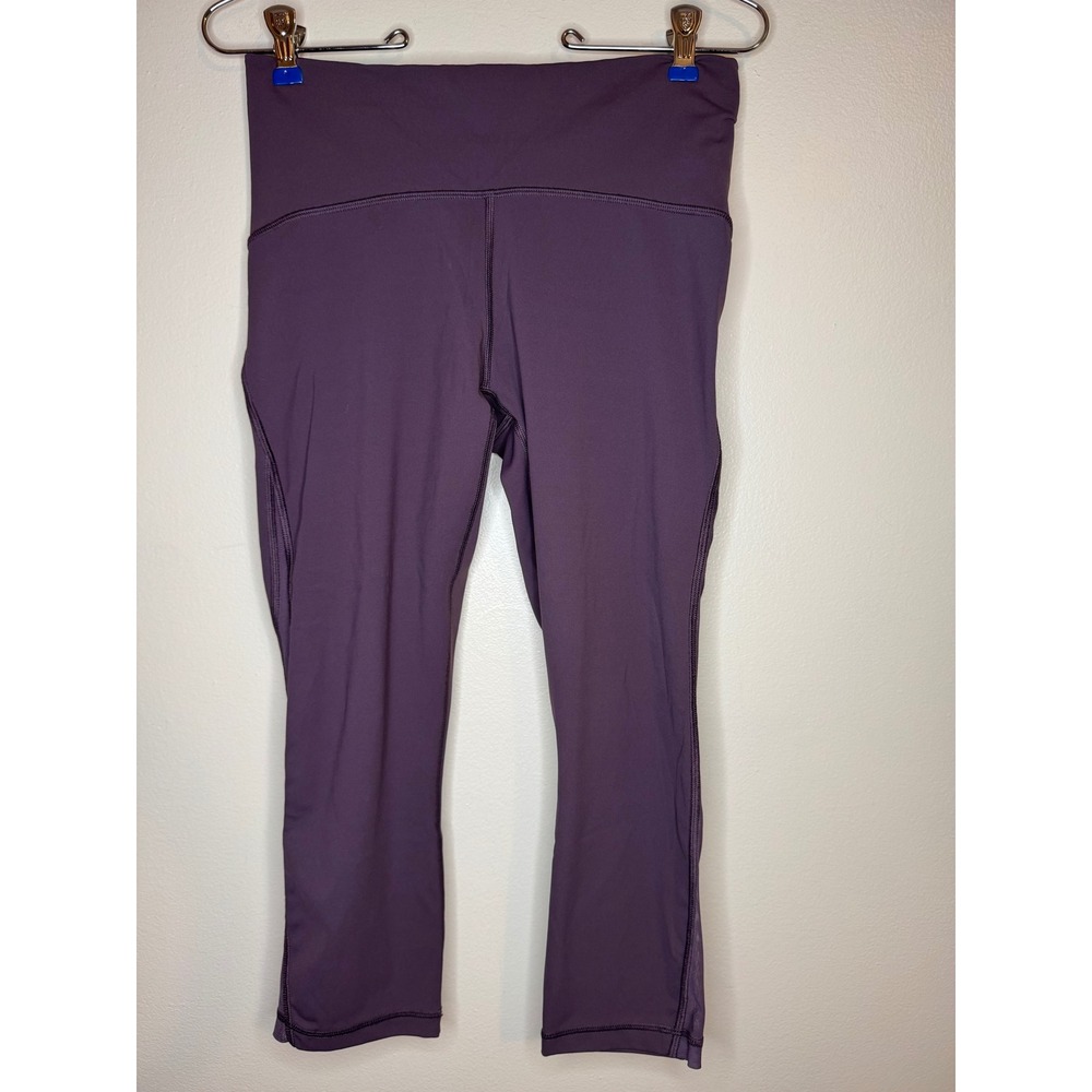Lululemon Purple High Rise‎ Crop Leggings Mesh Panel Size 8